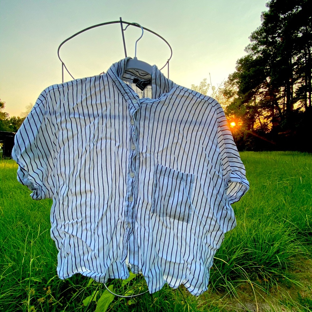 Cropped white button up